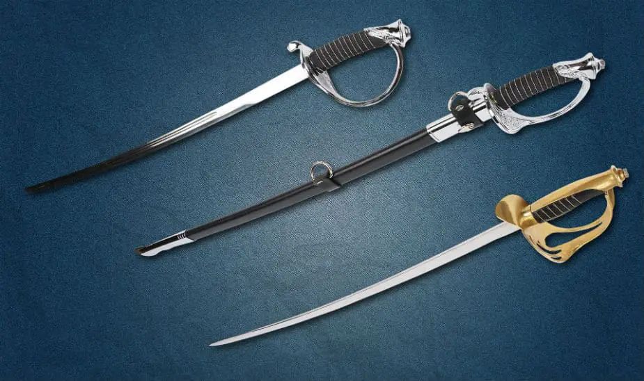 Three Sabers on a blue background. The image size is large.