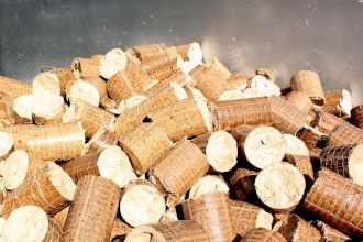 This picture shows recycled wood pellets.