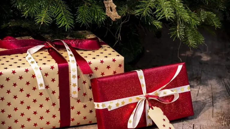 Christmas presents near tree