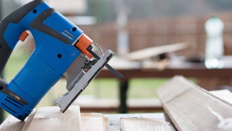 Blue woodworking jigsaw