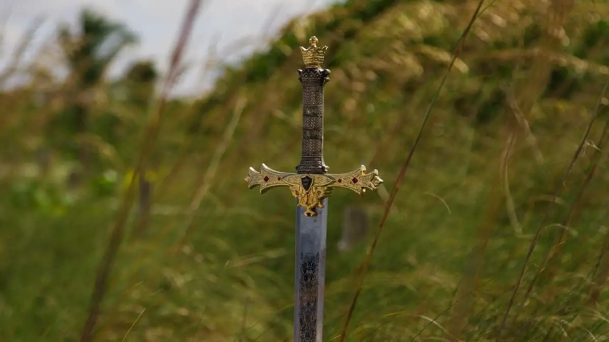 Ornate sword with T-shaped handle