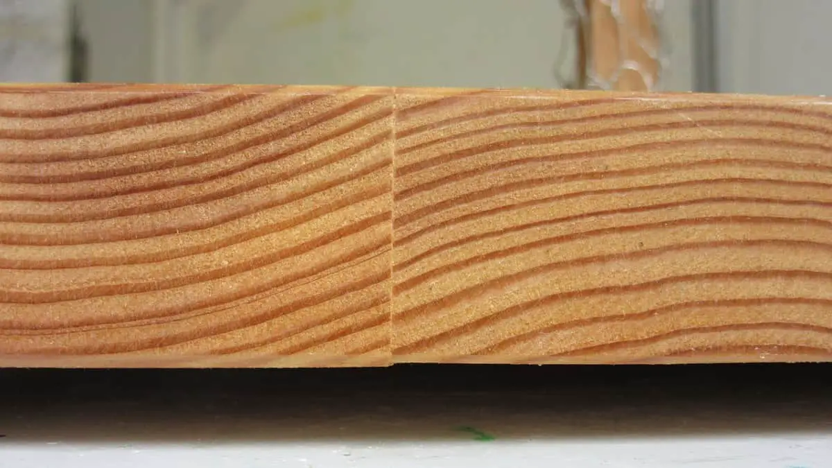 A wood glue joint