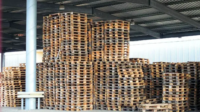 Pallets in a warehouse