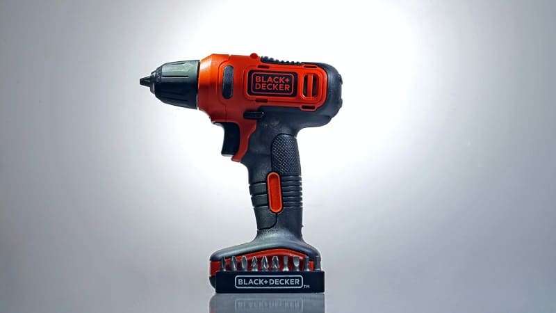 Red drill driver with bits