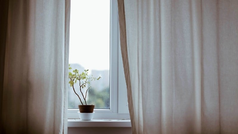 Curtains with window and plant - Do I Need A Drill To Hang Curtains