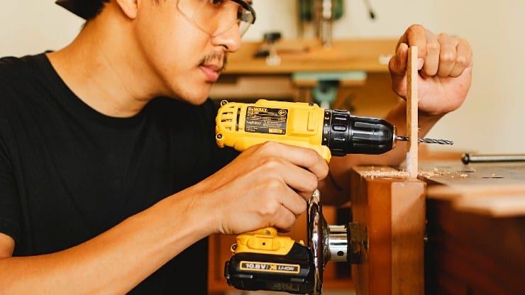 Wood secured in vise