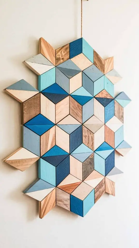 Geometric wood wall art