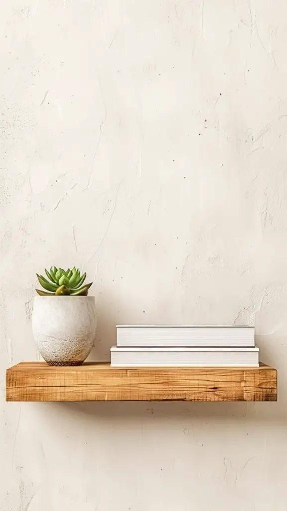 Wooden shelves