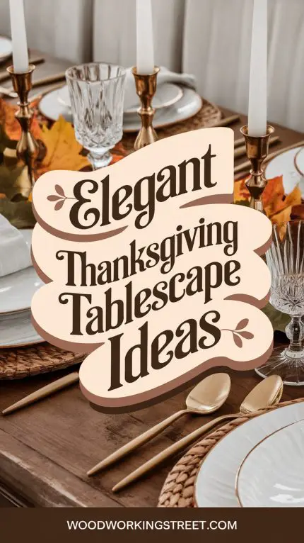 Pin with overlay text reading Elegant Thanksgiving Tablescape Ideas.