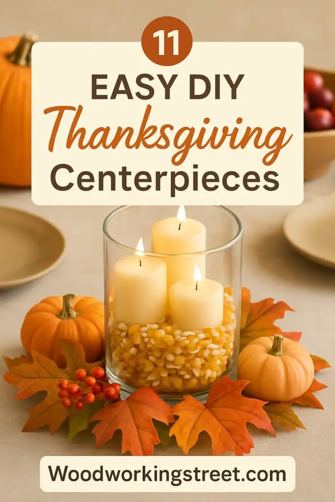 Pin image with overlay "11 Easy DIY Thanksgiving Centerpieces".