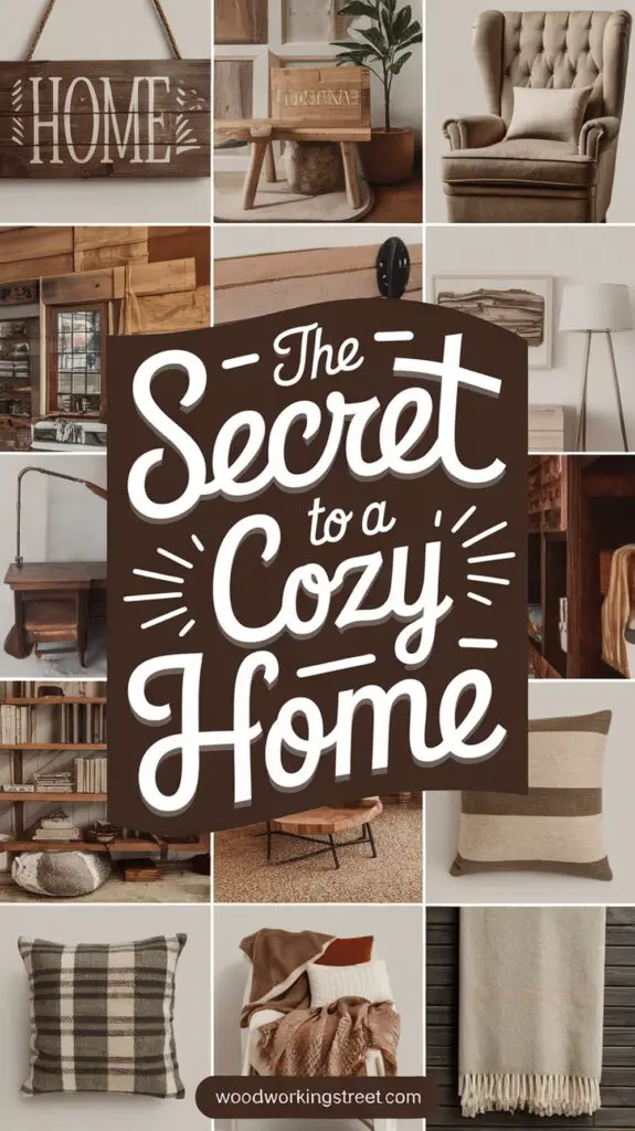 A pin image showing natural elements with the overlay 'The Secret To A Cozy Home'.