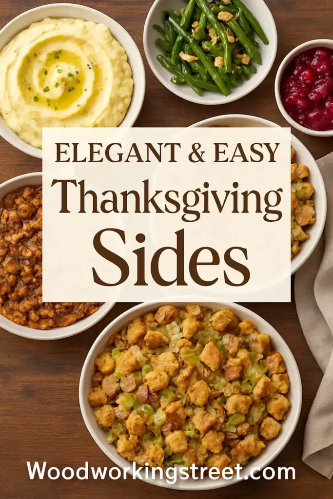 Pin image with overlay "Elegant & Easy Thanksgiving Sides".