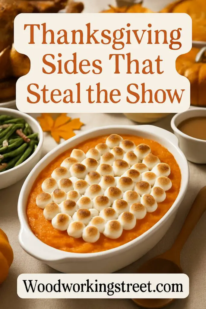 Pin image with overlay "Thanksgiving Sides That Steal the Show".