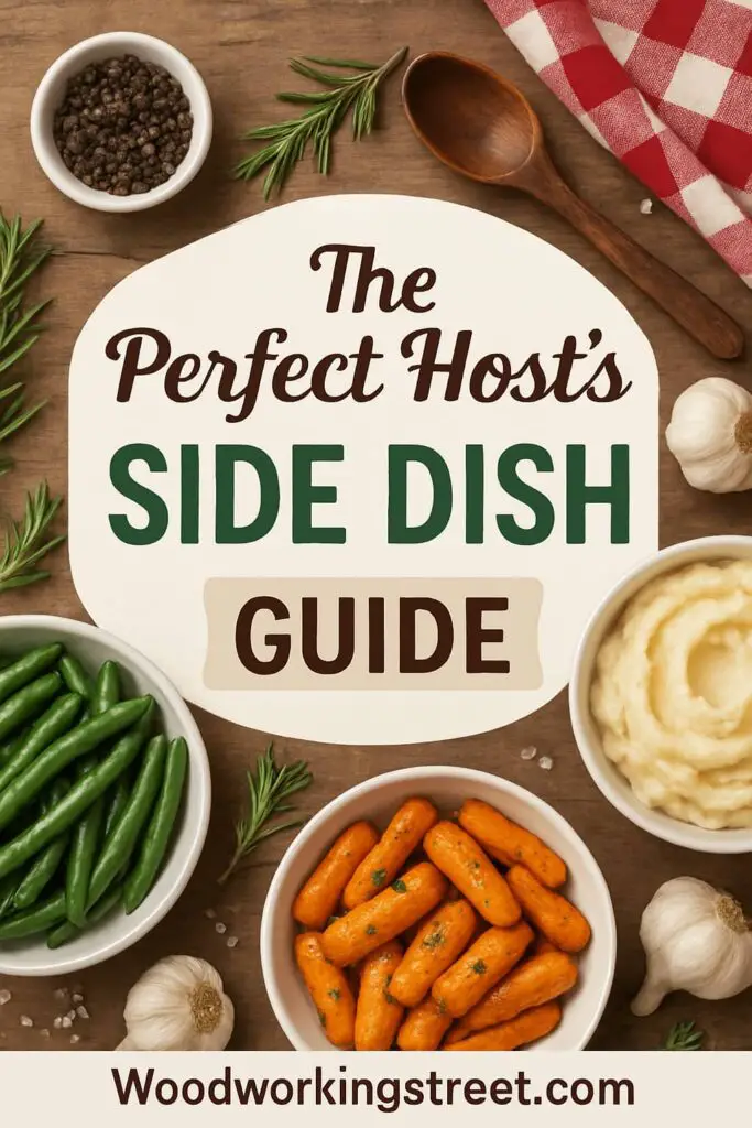 Pin image with overlay "The Perfect Host's Side Dish Guide".