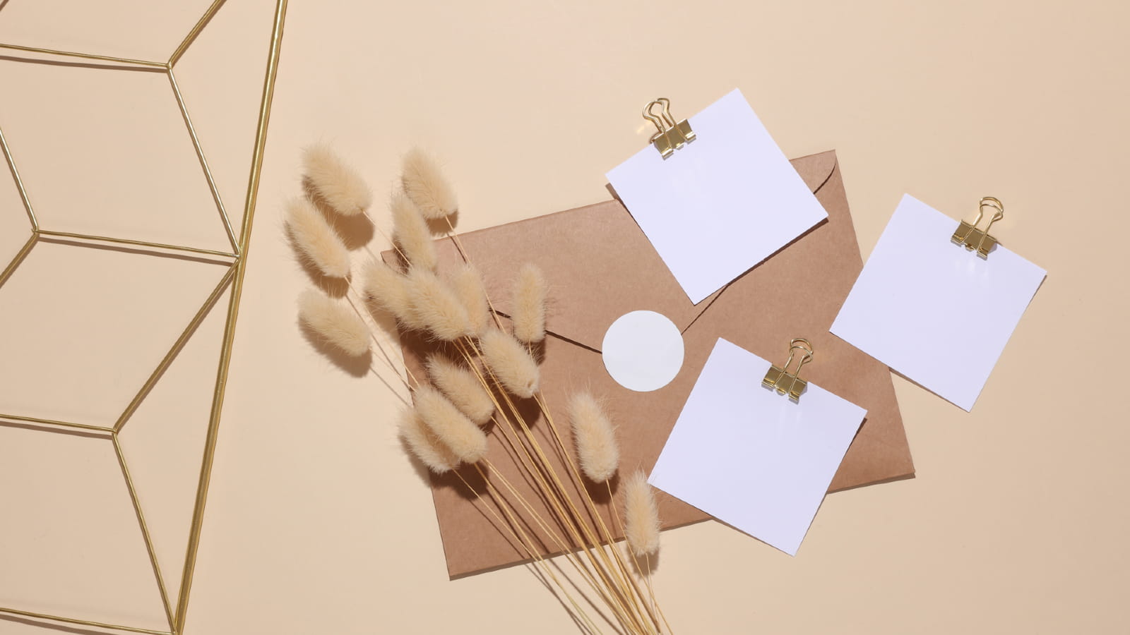 Desk flat lay with blank notecards and an envelope, symbolizing the thoughtful communication from Sarah.