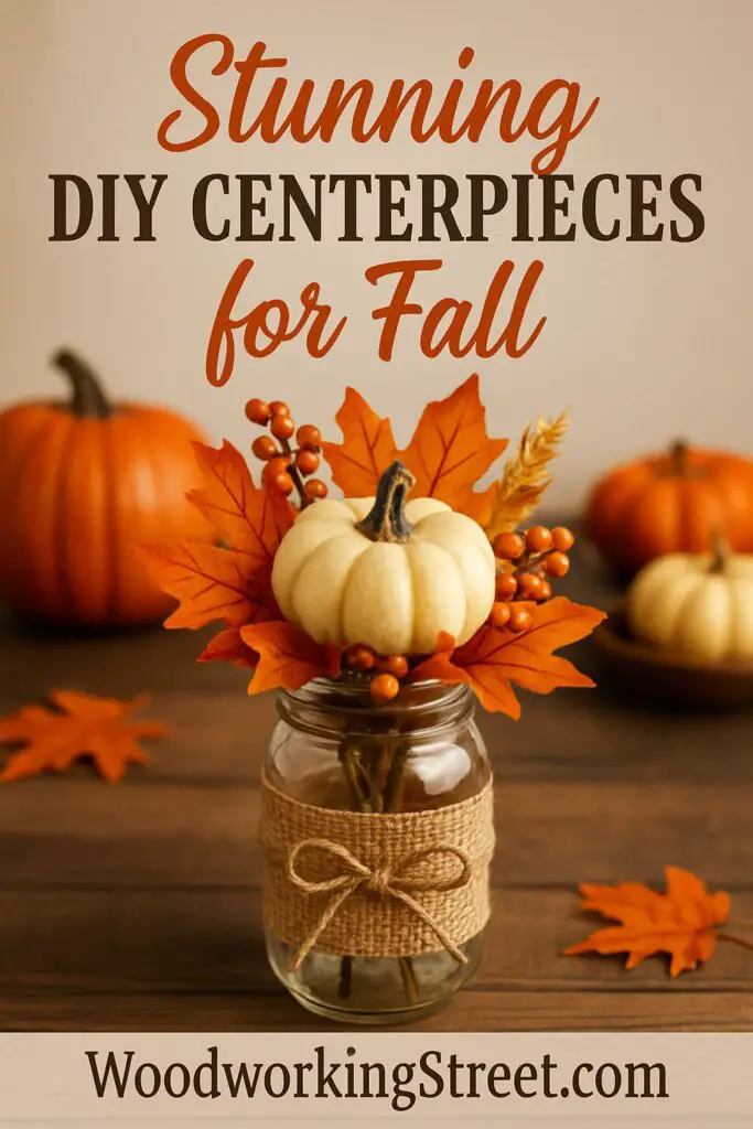 Pin image with overlay "Stunning DIY Centerpieces for Fall".