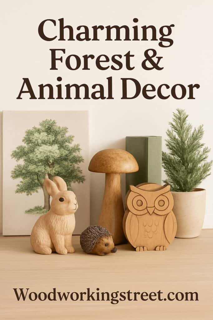 Pin image with overlay 'Charming Forest & Animal Decor'.