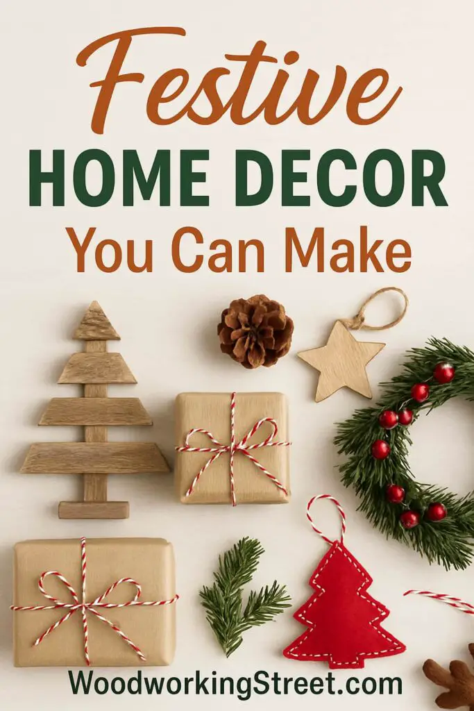 Pin image with overlay “Festive Home Decor You Can Make”