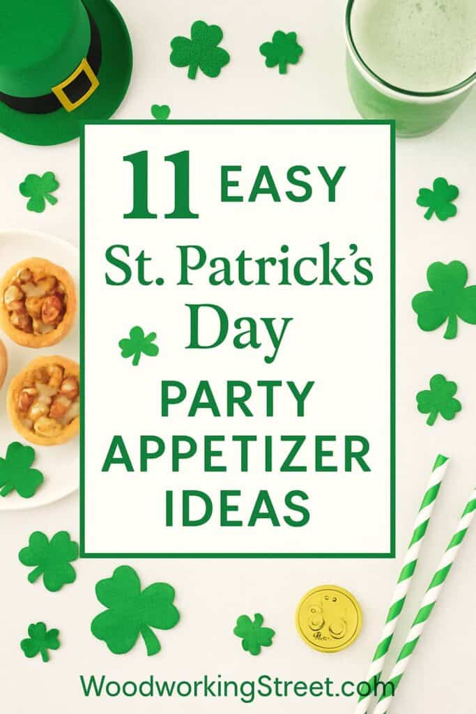 Pin image with overlay "11 Easy St. Patrick's Day Party Appetizer Ideas".