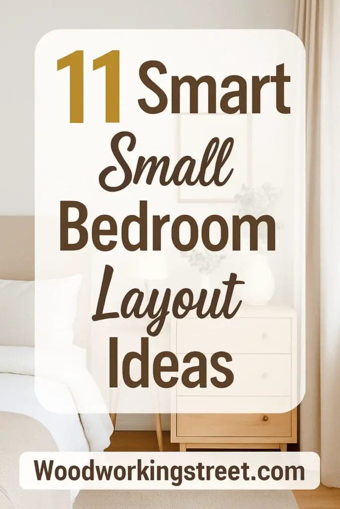 Pin image with overlay "11 Smart Small Bedroom Layout Ideas".
