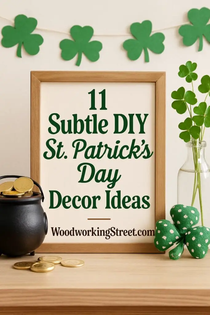 Pin image with overlay "11 Subtle DIY St. Patrick's Day Decor Ideas".