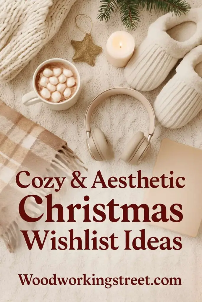 Pin image with overlay "Cozy & Aesthetic Christmas Wishlist Ideas".