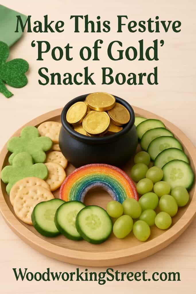 Pin image with overlay "Make This Festive 'Pot of Gold' Snack Board".