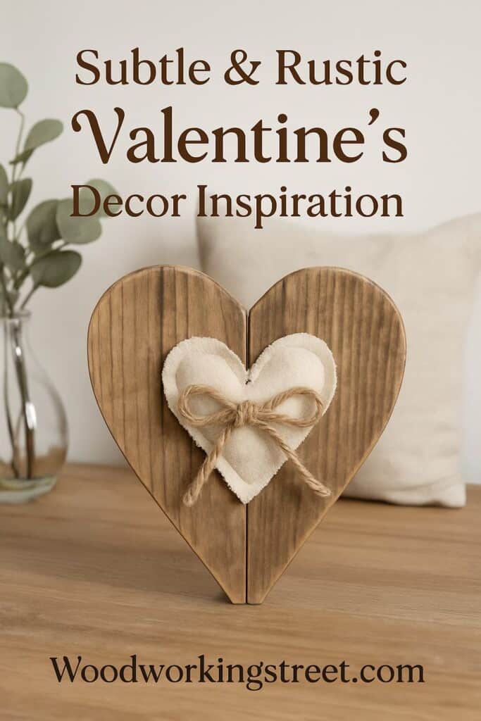 Pin image with overlay "Subtle & Rustic Valentine's Decor Inspiration".