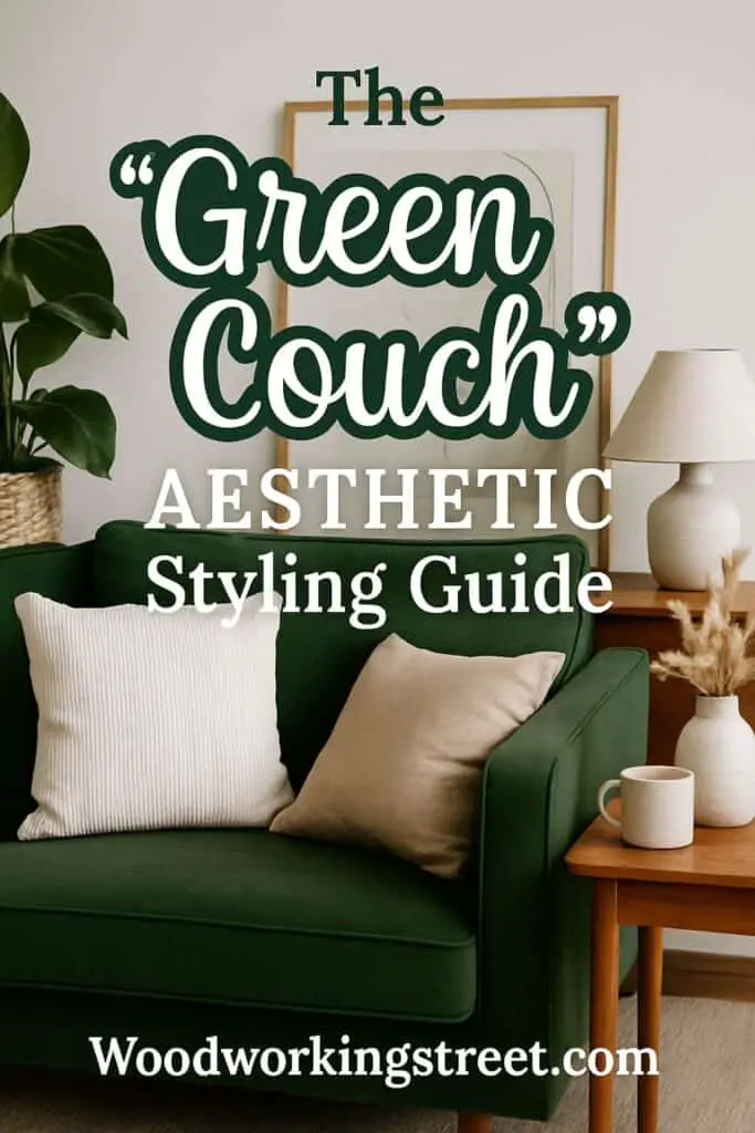 Pin image with overlay "The Green Couch Aesthetic Styling Guide".